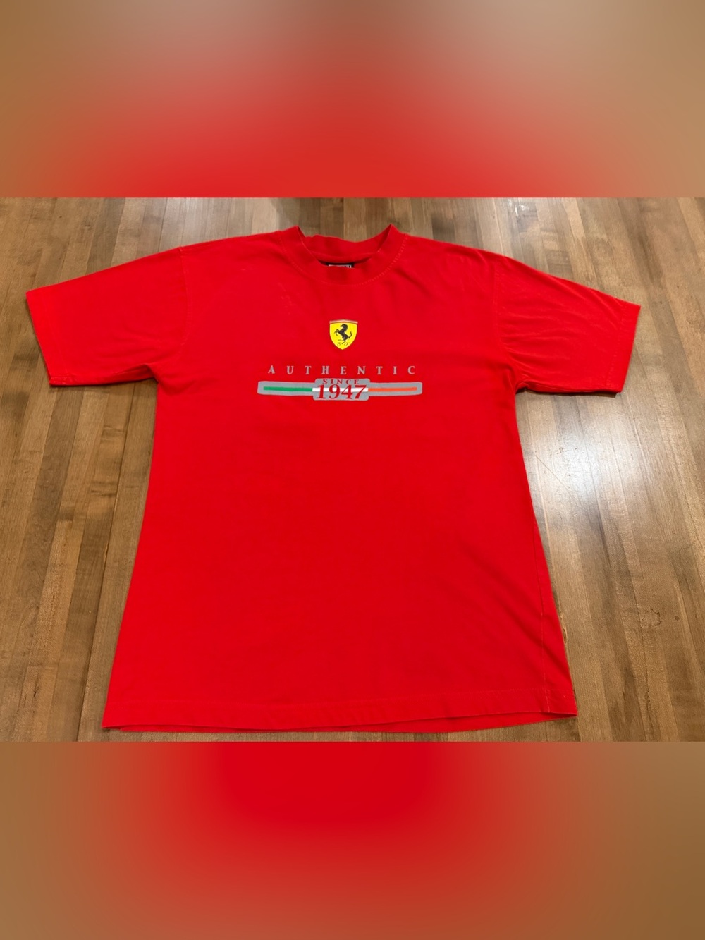 Ferrari Red Short Sleeve Crewneck T-Shirt with Shield Logo